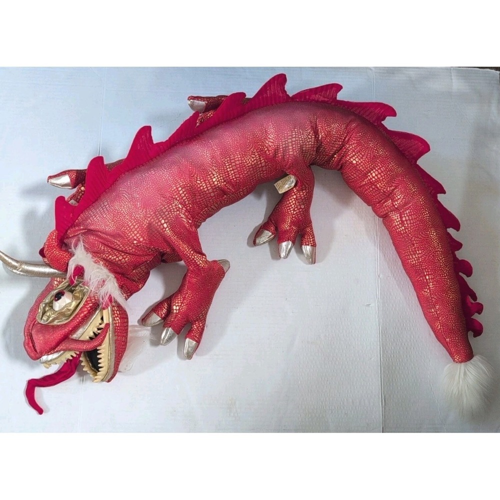 Folkmanis Large Red‎ Dragon 48" Hand Puppet Soft Toy Plush Jumbo Gold